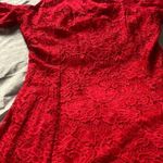 Material Girl NWOT  Red Floral Cute Cut Out Cold Shoulder Flirty Lace Dress Medium Photo 1
