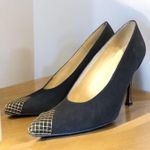 Spanish Leather collection vintage heels Italy Women’s Size 8 Black Gold Wire Photo 0