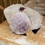 Flashy Lepidolite Mica & Amethyst Sterling Silver Pendant Purple Photo 3