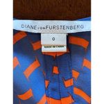 Diane Von Furstenberg  Blue‎ And Orange Silk New Cahil Printed Blouse Size 0 Photo 7