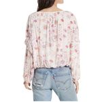 Free People Wildflower Honey Floral Print Mesh Top Ivory Combo Large Photo 2