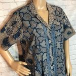 Vintage Floral Geometric Tribal Print Button Down Shirt Dress L/XL Size undefined Photo 1