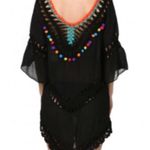 Embroidered Swim Coverup Black Photo 1