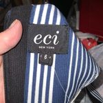 ECI Navy Blue &White Striped Bell Cuff Career Dressy Dress 6 NWT Photo 12