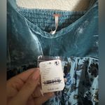 Free People  Marsha Mini Dress Sz L Lake Combo Blue Floral Boho Velvet‎ NEW Photo 3