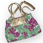 Coach Bag F16177 Ashley Floral Canvas Gold Accented Shoulder Bag Satchel Photo 0