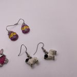 Lot Of 4 Costume Earrings Pierced Dangle / Drop Easter Egg, Rabbit, Pug, Koala Photo 5