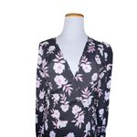 Yumi Kim  Tucked Away Duchess Wrap Dress Black Pink Floral‎ Women XS Long Sleeves Photo 2