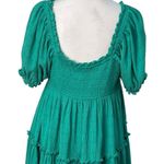 easel  Puff Sleeve Tiered Mini Babydoll Dress Green Small Flowy Romantic Boho NWT Photo 9