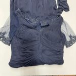 Adrianna Papell  Dress Womens Size 10 Blue Lace Embellished Sleeve Gown Formal Photo 12