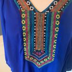 West 36th Top Royal Blue Shirt Silky Embroidered Womens M Size M Photo 8