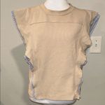 Anthropologie By  Beige Ribbed Knit Sleeveless Tank Top Cap Sleeve Size L Photo 3
