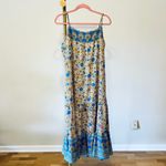 Slickblue Floral Print Drop Down Maxi Dress with Spaghetti Straps Blue Size L Photo 3