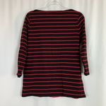Jones New York | Black Red Stripe 3/4 Sleeve Tee Shirt Cotton Womens Large Photo 4
