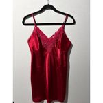 Victoria's Secret  Red Satin Lace Trim Camisole Nightgown Slip Photo 4