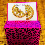 Betsey Johnson  Lemon Wedge Rhinestone Earrings Yellow Gold Tone NWT Photo 0