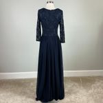 Betsy and Adam Sequined Lace and Chiffon Evening Gown Size 6 Blue 3/4 Long Sleeve Photo 5