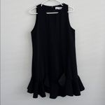 Mac Duggal Anthropologie x  Sleeveless Ruffle Flare Black Mini Dress Photo 2