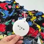 RIXO Dress Womens Size 0 Black Floral Print Flutter Sleeve Maxi Off Shoulder Photo 6