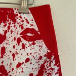 OppoSuits Scary Sherry Bold Red and White Lip Print Pencil Mini Skirt size 8 Photo 4