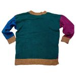 Vintage Adorable Colorful Patchwork Eclectic Grandpa Cotton Knit Sweater Medium Blue Photo 1