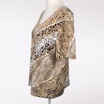Rebecca Malone  Animal Print V-Neck Top XL Photo 3