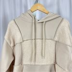 Cider  Medium Patchwork Sherpa Neutral Hoodie Hooded Sweatshirt Beige Photo 3