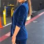 Parker Smith  Women’s Sleek Navy Blue Versatile Velvet Blazer with Pockets Sz SM Photo 11