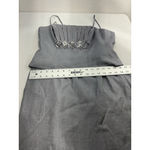 Womans KM Collections 8 Silver Formal Gown Spaghetti Straps Rhinestones Lined Photo 6