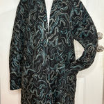 J Jill Women's Open Front Cardigan Sweater Abstract Swirls Wool Blend Size M Black Size M Photo 0