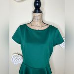 Bisou Bisou NTM:  Short Sleeve Emerald Green Peplum Waist Blouse in Size XL Photo 4