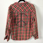 Retro 90s Large Junk Food Peace Sign Plaid Flannel Grunge Fall Red Logo Patch Photo 1