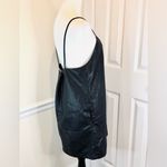 Free People  Faux Black Leather Spaghetti Strap V-Neck Dress w Pockets Sz L Photo 4