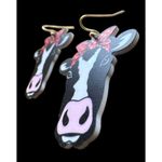 Christmas Cow Earrings Dangle Hooks Handmade New Heifer Calf Bovine Farm… Black Photo 7