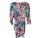 Vintage 80s A.J. Bari Silk Sequin Floral Dress Set Bold Cocktail Party Glam 2‎ Purple Photo 3