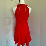 BCBG Maxazria Tatyana Red Halter Cocktail Mesh Inset Dress Women Photo 1