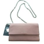 Vince Camuto Zosia Crossbody Bag Silver Chain Strap Wallet Pebbled Leather Pink Photo 0