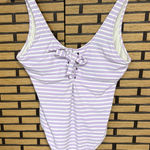 Aerie Lavender And White Striped One Piece Swimsuit Size Large Long Photo 0