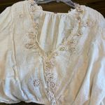 Free People  Desert Sands Cotton Top Ivory Embroidered Floral Beaded Long Sleeve Photo 4