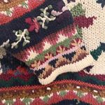 Cape Isle Knitters ramie cotton pullover chunky floral sweater size large Green Photo 8