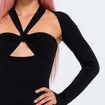 Princess Polly Black Halter Cut Out Bodycon Mini Dress Photo 0