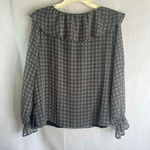 Loft Vneck Long Sleeve Ruffle Trim Neckline & Cuffs Blouse Size Small Photo 6