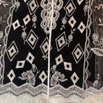 Ultra Pink Black Sheer Flowy Boho Top With Cream Embroidery Floral Size Medium Photo 12