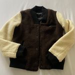 Members Only Women's Sherpa Baseball Jacket with Contrast Sleeves Photo 0