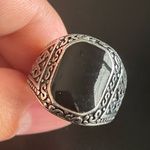 S925 silver obsidian stone ring size 10 Photo 6