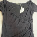 Vince  NWT V-Neck Maxi Midi Wrap Dress‎ Black Stretchy Gathered Waist Classic XL Photo 9