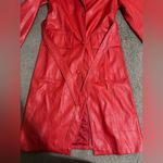 Urban Outfitters  Red faux leather trench coat Photo 4