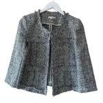 Le lis  Tweet Gray White Fringe Open Front Women’s Career Office  Blazer S #2004 Photo 0