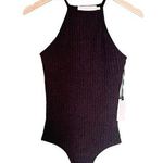 ASTR NWT Bodysuit High Halter Neck Black Soft Ribbed Knit One Piece Size Medium Photo 0