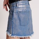 One Teaspoon Free People Blue Future Junkyard Micro Mini Skirt 25 Shimmer Fray Photo 10